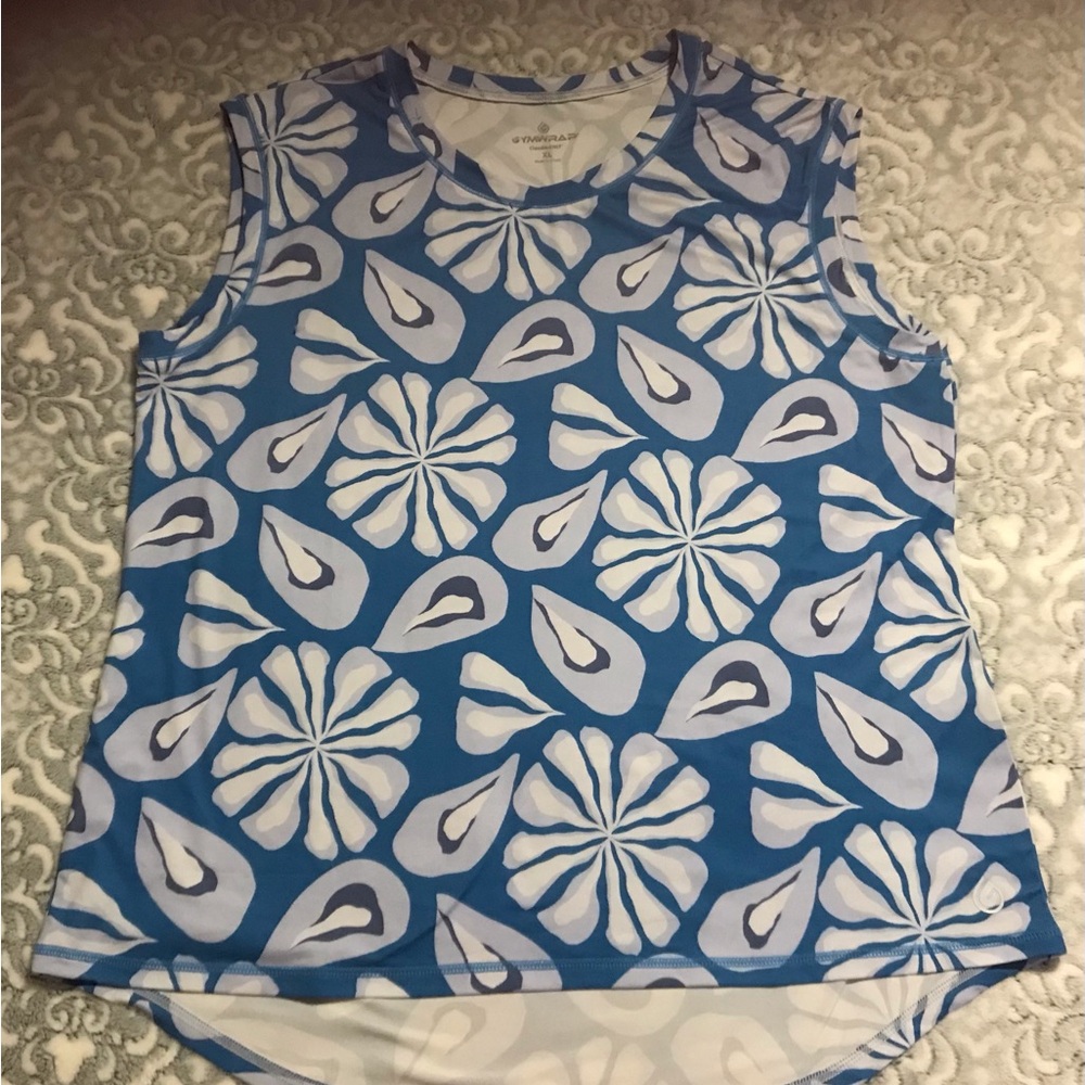 GYMWRAP White/Blue Floral Top Size XL